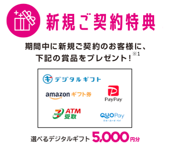 新規ご契約特典